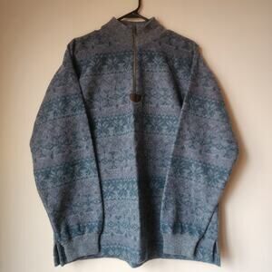 LL Bean Sweater 1/4 Zip Size Large Vintage Wool Poly Alpaca Blend Made In Italy